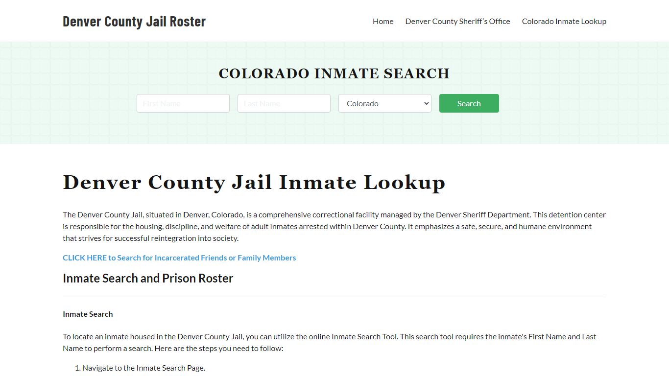 Denver County Jail Roster Lookup, CO, Inmate Search